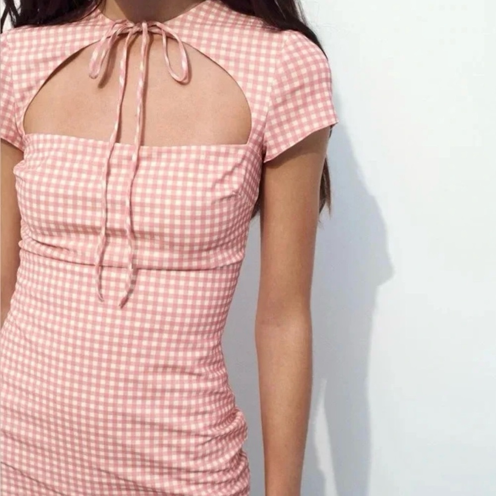 Zara Pink Checkered Mini Dress